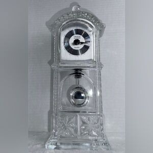 Vintage Godinger Mini Grandfather Pendulum Clock 24% Crystal Legends WORKS